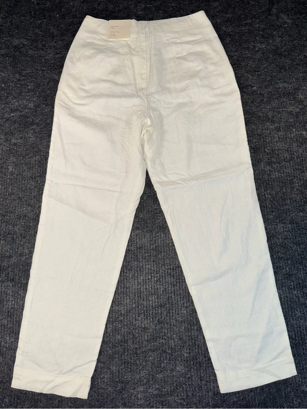 NWT! A New Day Women’s 2R White Linen High Rise Tapered Leg Pants w/ Pockets - Picture 3 of 6